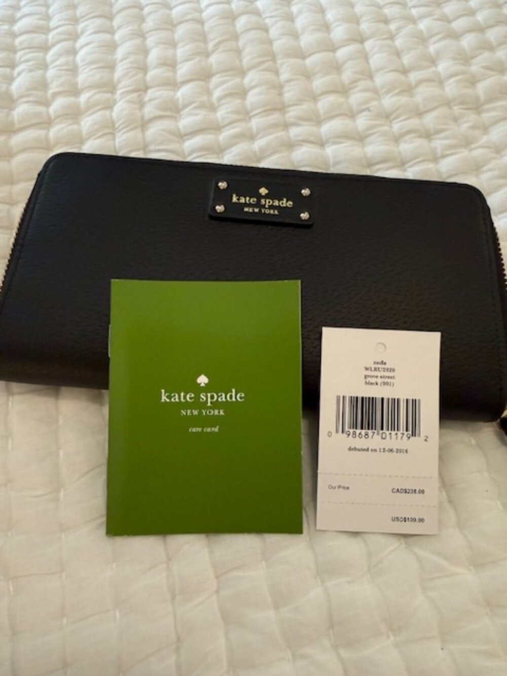 NWT Kate Spade NY Neda Grove Street black wallet
